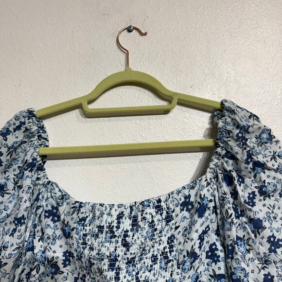 Bardot Blue Floral Linen Off The Shoulder Cropped Top Sz 2 NWT - Picture 8 of 12